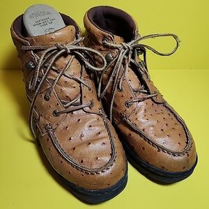 Justin Ostrich work boot farm western women's sz 7.5